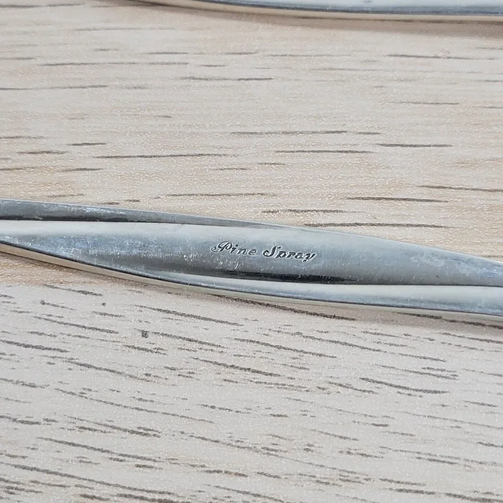 International Sterling PINE SPRAY 4 Pieces 925 Silverware Fork Knife Spoon - Picture 6 of 10